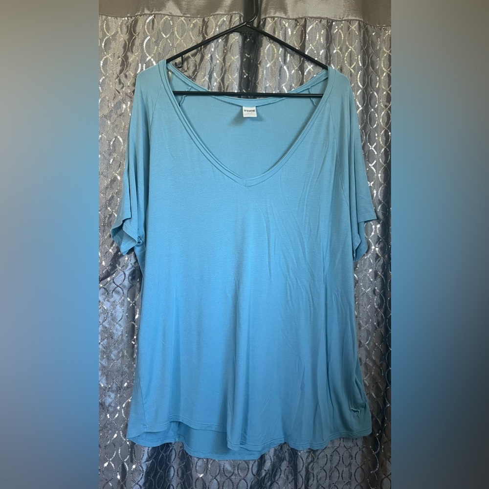 Pink Victoria’s Secret Blue V- Neck Sleep Shirt Size L